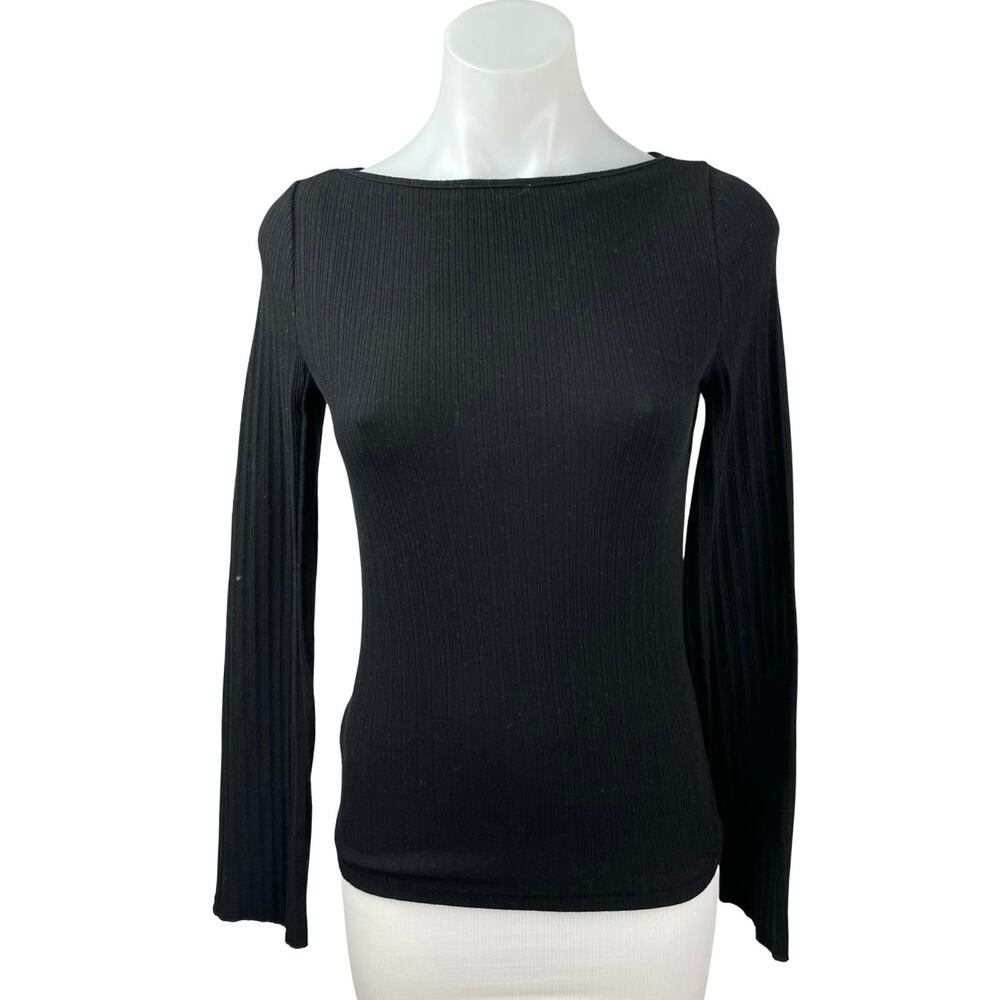 Madewell Women's Ribbed Knit Boat Neck Long Sleeve Sweater Blouse Top Size S